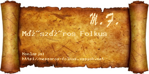 Mészáros Folkus névjegykártya